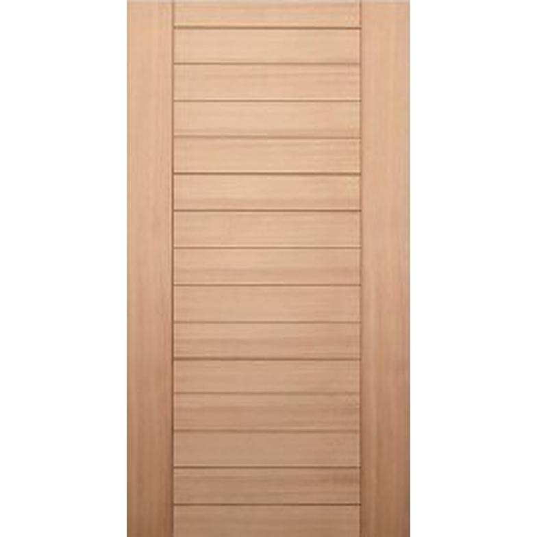 Modern front door with minimalist design and Meranti timber veneer