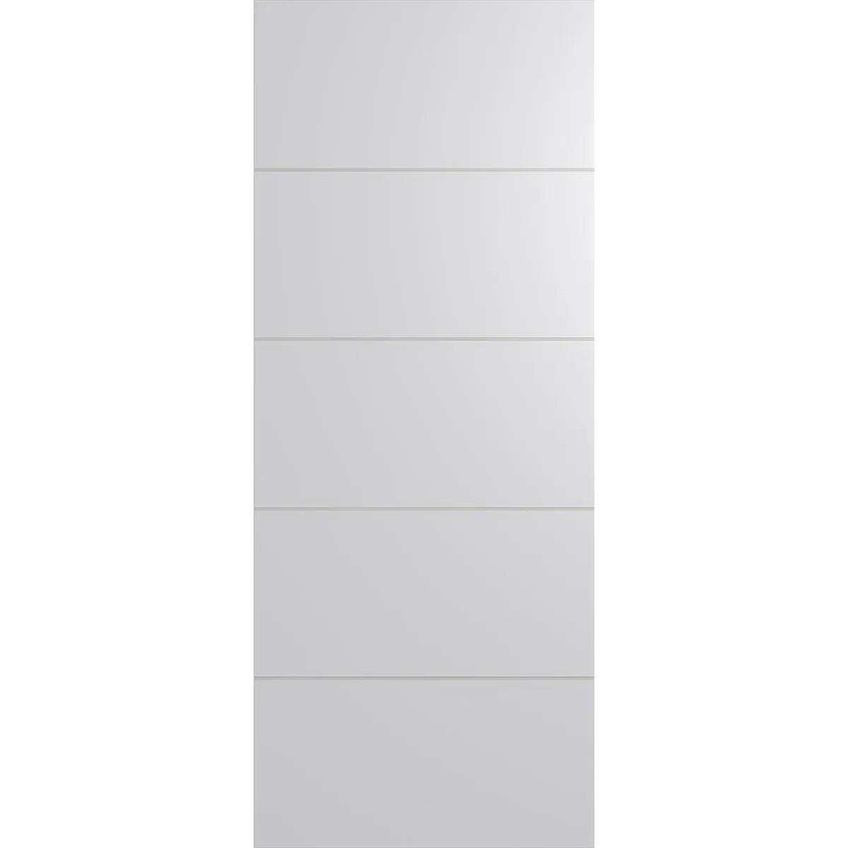 Internal door with modern design with four horizontal routed lines.