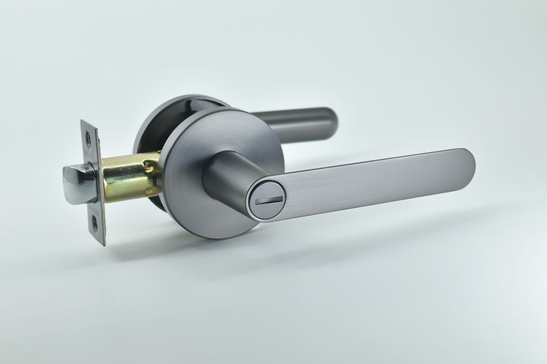 Gunmetal privacy door handle in modern rounded profile