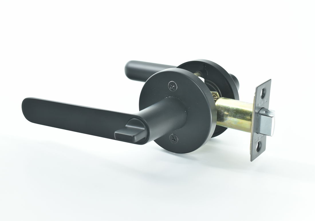 Reverse side of black privacy door handle