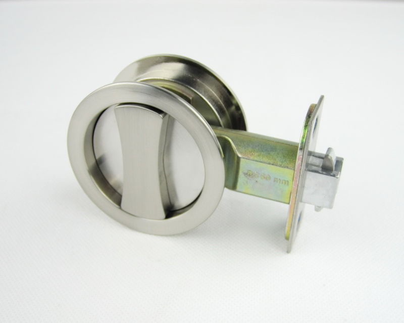 Satin Nickel Cavity Sliding Lock Round Privacy