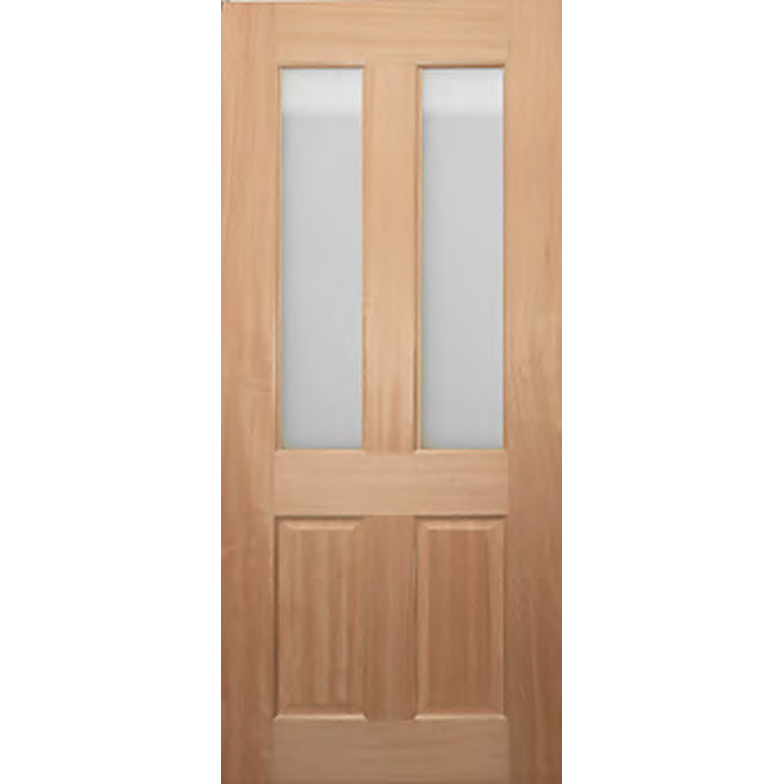 Engineered Timber Door with traditional colonial design and frosted glass panels.
