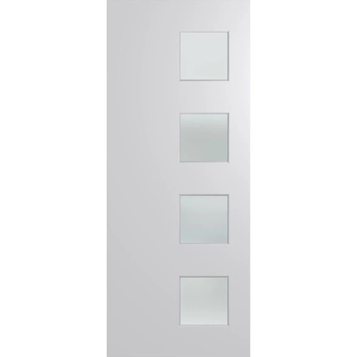 Contemporary entrance door with four offset frosted glass panels