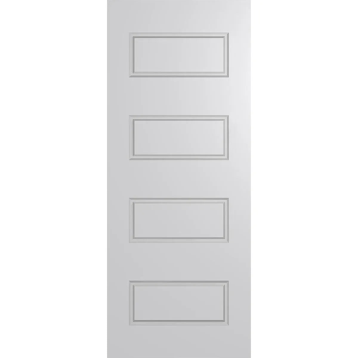 External door with large horizontal panels routed into the door face