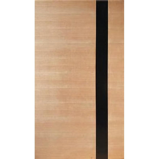 Modern Front door with veneer and wide black strip as feature.