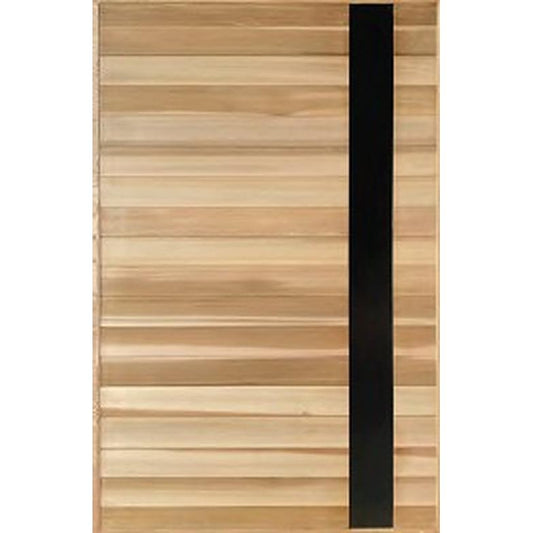 Contemporary pivot front door featuring timber cladding and black feature panel, widely used in Sydney architecture