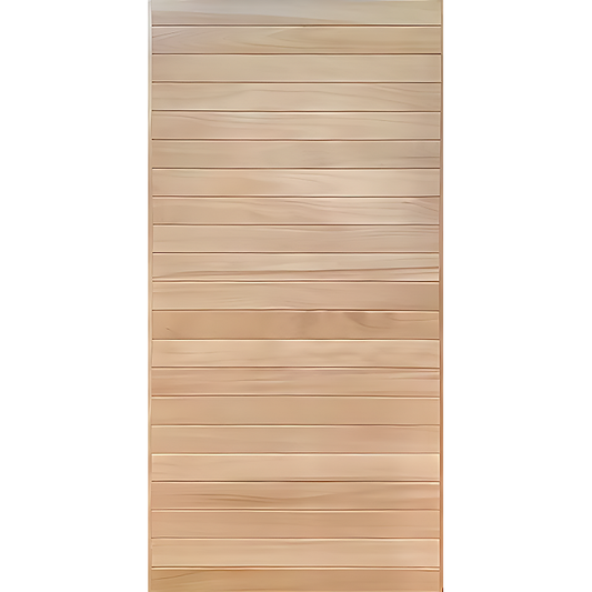 Horizontal wood-clad entrance door, ideal for staining or varnishing in contemporary or traditional Sydney homes