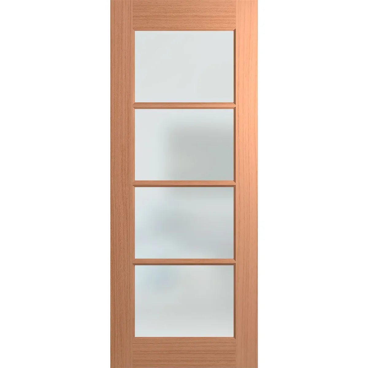 External joinery door with 4 large frosted glass panels.