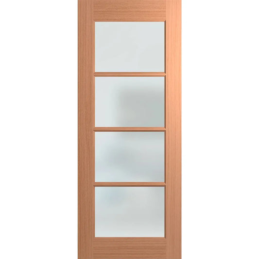 External joinery door with 4 large frosted glass panels.