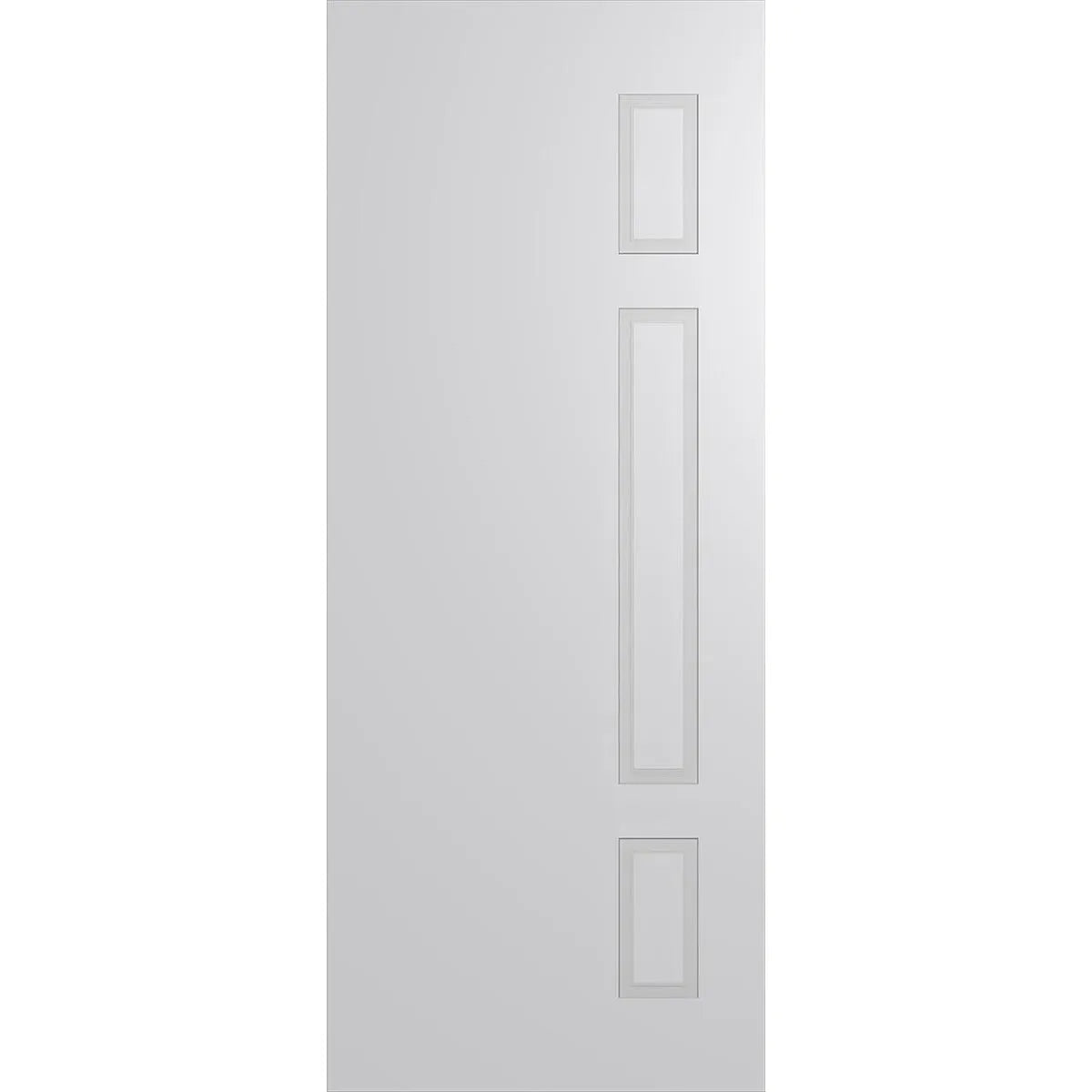 Sorrento 2 - internal door with 3 vertical panels, semi-solid construction and primed white for easy painting