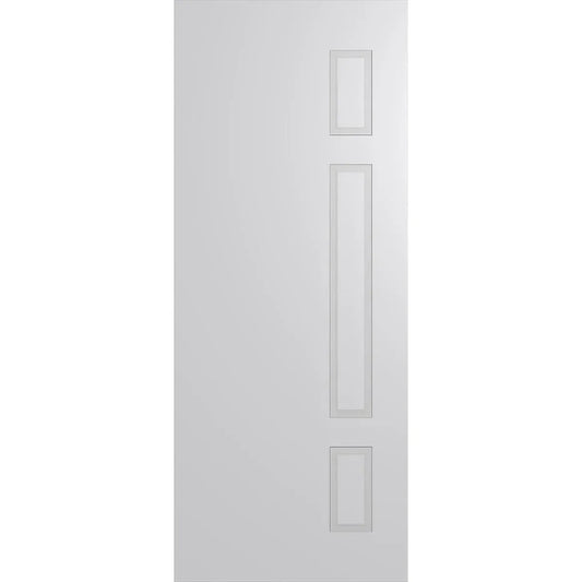 Sorrento 2 - internal door with 3 vertical panels, semi-solid construction and primed white for easy painting