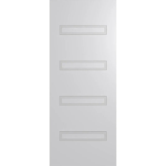 Internal semi-solid door with routed contemporary horizontal design.