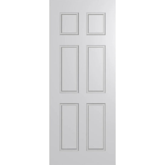 6 panel solid entrance door with routed design