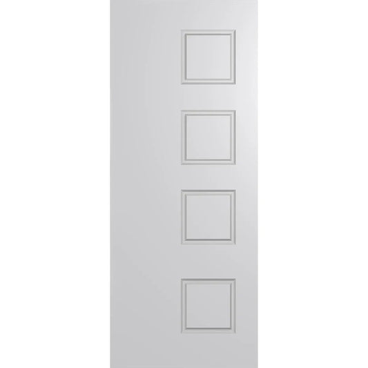 Modern solid entrance door with deep carved 4 panel design