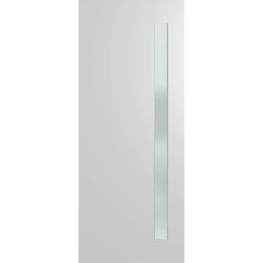 Modern Australian external door featuring narrow translucent laminate glass panel